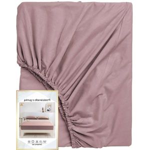 Zacht Katoenen Satiné Hoeslaken met Elastiek 200x220 - Oud Roze