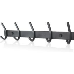 Vannons - Wandkapstok - Kapstok Hangend - RVS Metaal - 10 Hangers - Industrieel - Kapstok Zwart