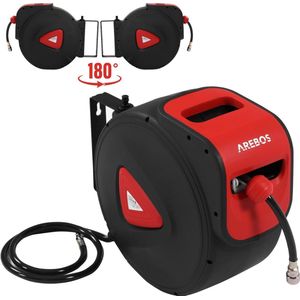 AREBOS Persluchtslang met Automatische Slanghaspel 15 m Zwart / Rood