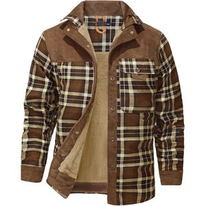 Heren Vintage Geruite Flanel Hemd met Fleece Voering - Lange Mouwen