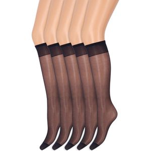 Kniekousen met soepele boord | Perfecte pasvorm | 20 denier | Merk: Marianne | Maat: One Size | Kleur: Blauw | 5 Paar