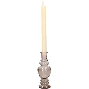 Kaarsen kandelaar Venice - gekleurd glas - helder grijs smoke - D5,7 x H15 cm