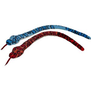 Ravensden - Pluche knuffel dieren set 2x Slangen blauw en rood van 100 cm