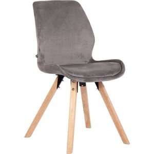 In And OutdoorMatch Stoel Harriet Jarvis - Grijs - Eetkamerstoel - Fluweel en Beukenhout - Hoge Kwaliteit Bekleding - Decoratieve Stoel - Stijlvolle Eetkamerstoel - Moderne Look
