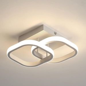 Goeco plafondlamp - 24cm - Klein - LED - 19 W - vierkant - 2100 lm - 4500 K - neutraal licht - lampen voor hal, balkon, keuken, wit