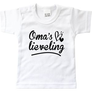 Kinder - t-shirt - Oma's lieveling - maat: 98 - kleur: wit - 1 stuks - oma - oma cadeau - shirt - baby kleding - kinderkleding - kinderkleding jongens - kinderkleding meisjes