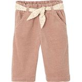 Ribbroek - Beige - Wijde Fluwelen Broek - Met Gebloemde Riem - Voor Baby's