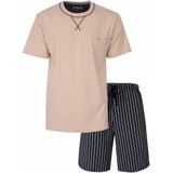 MEQ - Heren Shortama - Korte Pyjama Set - Beige
