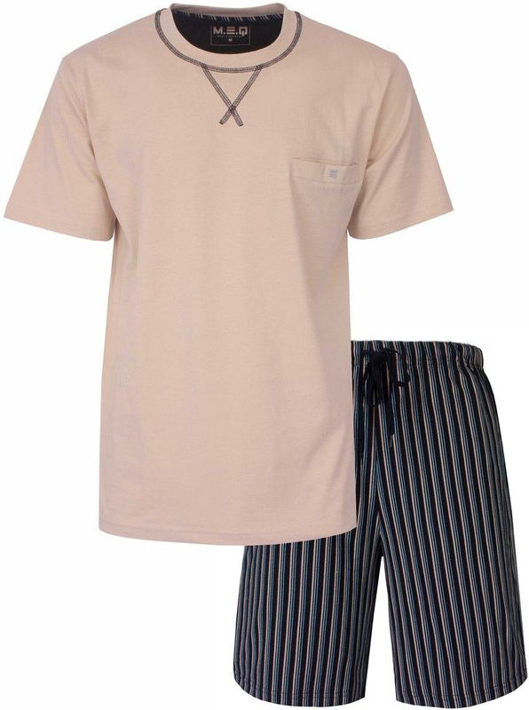 MEQ - Heren Shortama - Korte Pyjama Set - Beige