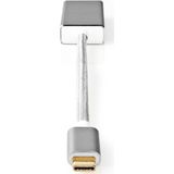 Nedis USB-C Adapter - USB 3.2 Gen 1 - USB-C Male - DisplayPort Female - 0.20 m - Rond - Verguld - Gevlochten / Nylon - Zilver - Cover Window Box