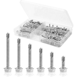 Zelfborende ronde kopschroeven met boorstaarten M42 x 13 mm - 160 stuks - Roestvrij staal .