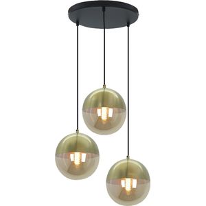 Olucia Nalini - Design Hanglamp - 3L - Aluminium/Glas - Amber;Messing - Rond - 34 cm