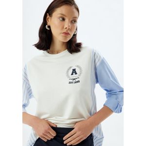 Ronde kraag Met gebruik van twee verschillende stoffen Sweatshirt