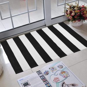 Moderne wasbare voetmat voor buiten zwart-wit vloerkleed shaggy terras tapijt 70 x 110 cm. vloerkleed