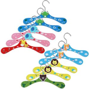 10 kinderen speciale kleding rek kleding hangende baby schattige cartoon baby houten kleding hanger thuis kleding ondersteuning (kleur willekeurig)