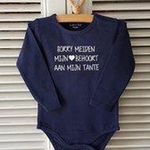 Baby Rompertje tante blauw jongen maat 74-80