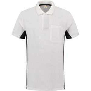 Tricorp Poloshirt Bicolor Borstzak 202002 Wit / Donkergrijs - Maat XS