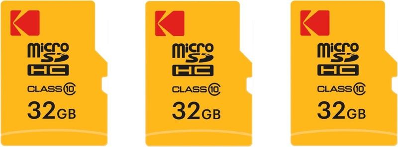KODAK Micro SD Kaart 32GB - Klasse 10 - Inclusief Adapter - 3 Pack