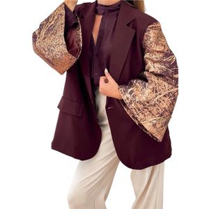 Blazer, bordeaux, goud, one size