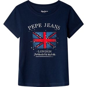 Pepe Jeans - Flag T-shirt - Blauw - Katoen - 1 stuk