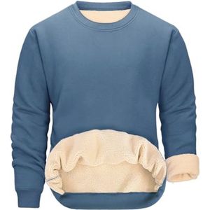 Heren Fleece Gevoerde Sweatshirts met Ronde Hals - Thermische Wintertruien voor Casual en Werkgebruik