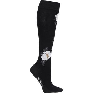 Supcare compressie sokken maat S (37-39) – white flower - trendy compressiekousen – steunkousen – ademend – gezwollen, vermoeide en pijnlijke benen & voeten – spataderen - dagelijks gebruik – vliegreizen – zwangerschap – dames en heren