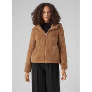 Vero Moda Sonjahoodie Short Faux Fur Jacket Tigers Eyes BRUIN XS