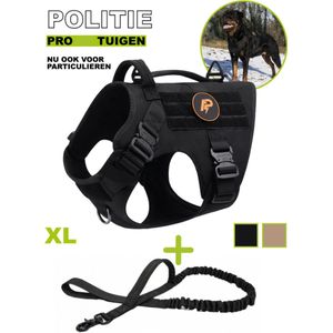 Always Prepared © Pro Tuig + riem – Anti trek tuig – Honden harnas – Y Tuig Hond – Tactical Hondenvest – Best getest 2023 – Tuigje hond – Middel en grote hond – Honden tuigje – Harnas hond – Veiligheidstuig – 450KG Anti trek test – Zwart Maat XL