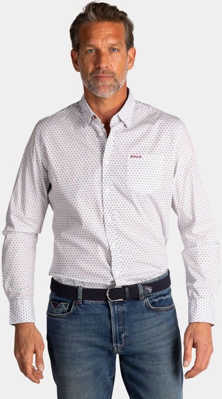 NZA - Witte - Katoenen Stretch Overhemd - Lange Mouwen - Regular Fit