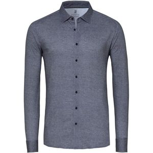 Desoto - Overhemd - Grijs - Twill Optics - Slim-fit - Lange Mouw