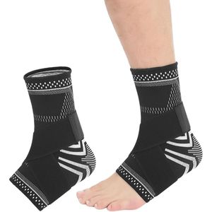 Enkelbandages - Voetsteun voor dames en heren - Met riemen - Gebreid ademend - Sportbescherming en verlichting van enkelpijn (zwart)