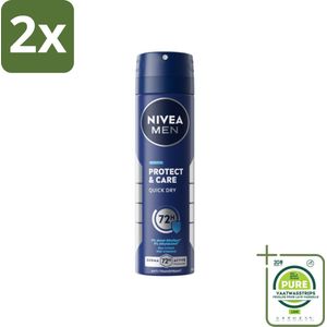 Nivea - Men - Deodorant - Spray - Protect & Care - 150 ml - Voordeelverpakking - 2 stuks - Deodorant spray - Anti-transpirant