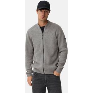 camel active - Wollen Kardigan - Steengrijs - Met Opstaande Kraag