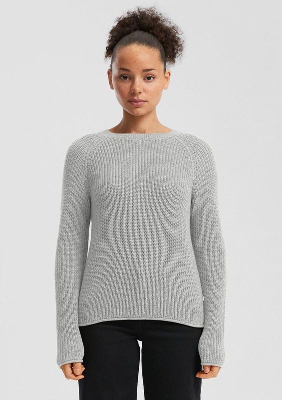 QS - Trui - Grijs - Knitwear - Lange Mouw - Normale Pasvorm