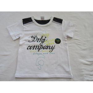 dirkje , jongens, t-shirt korte mouw  , wit ,gele artisan work ,  98 - 3 jaar