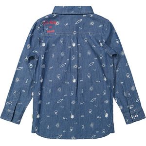 Rumbl Royal - Hemd - Jeansblauw - Beach print - Maat 140