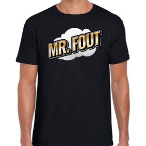 Mr. Fout t-shirt in 3D effect zwart voor heren - foute party fun tekst shirt outfit - popart M