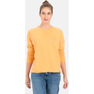 camel active Sweater met ronde hals en tonale rubberen print - Maat womenswear-XL - Oranje