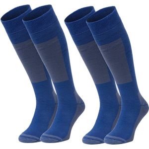 NOMAD® Skisokken Premium Merinowol 2-Pack | Maat 35/38 Kobalt | Skiën / Snowboarden / Wandelen | Goede vochtafvoer | Extra versteviging | Ski Sokken Heren / Dames
