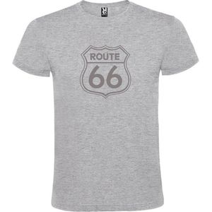Grijs t-shirt met 'Route 66' print Zilver size M