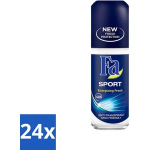 24 x Fa - Sport - Deodorant Roller - Energizing Fresh - 50 ml - Deodorant - Antitranspirant - Sport Deodorant - Langdurige Frisheid - 24 Uur Bescherming