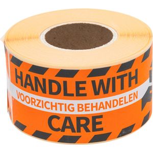 Etiket | Verzendetiket | papier | Handle with care | 125x46mm | oranje