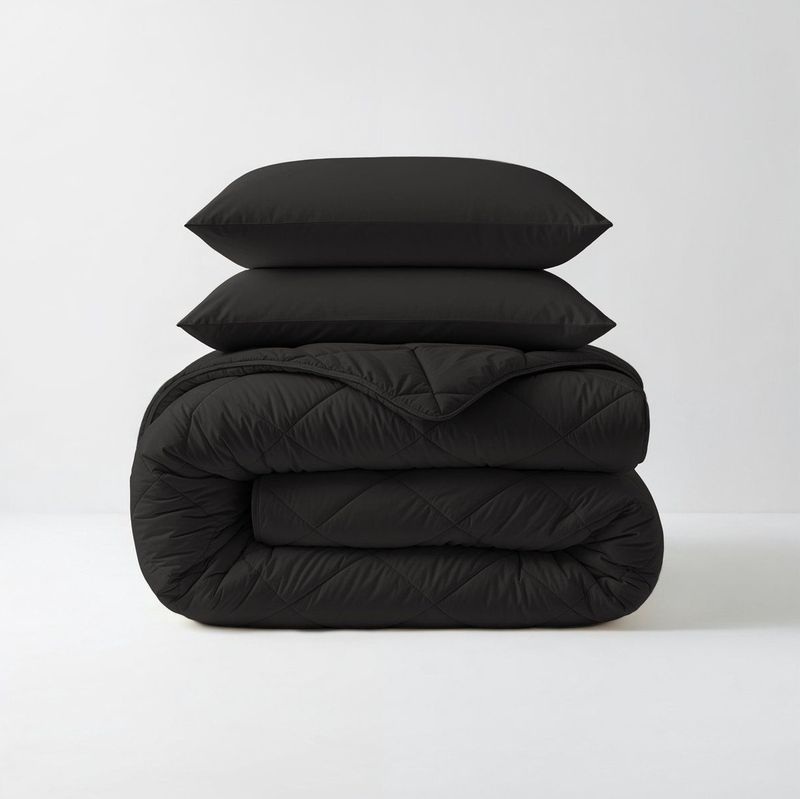 Sleeptime - 2 in 1 Diamant Dekbed - Dekbed zonder Overtrek Inclusief Kussenslopen - 240x200 - Zwart