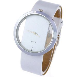 Hidzo Horloge Transparant Ø 37 mm - Wit - Kunstleer