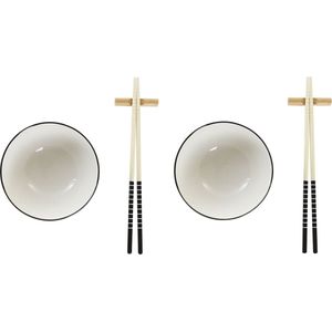 6-delige sushi serveer set aardewerk voor 2 personen wit - Sushi servies