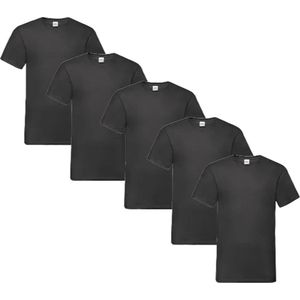Fruit of the Loom - 5 Pack Original V-Hals T-Shirt - Zwart S