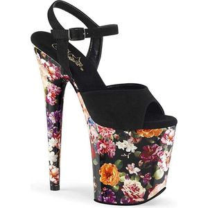 Pleaser - FLAMINGO-809WR Sandaal met enkelband, Paaldans schoenen - 35 Shoes - Zwart/Multicolours