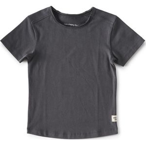 Little Label - t-shirt korte mouw jongens - anthracite - maat: 98/104 - bio-katoen