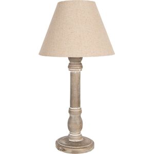 Clayre & Eef Tafellamp Ø 23x45 cm Bruin Hout Bureaulamp