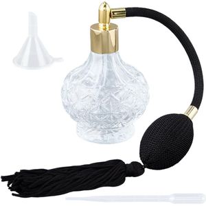 100 ml Airbag Parfumfles - Vintage Verstuiver - Zwart Glazen Fles met Lange Kwasten
